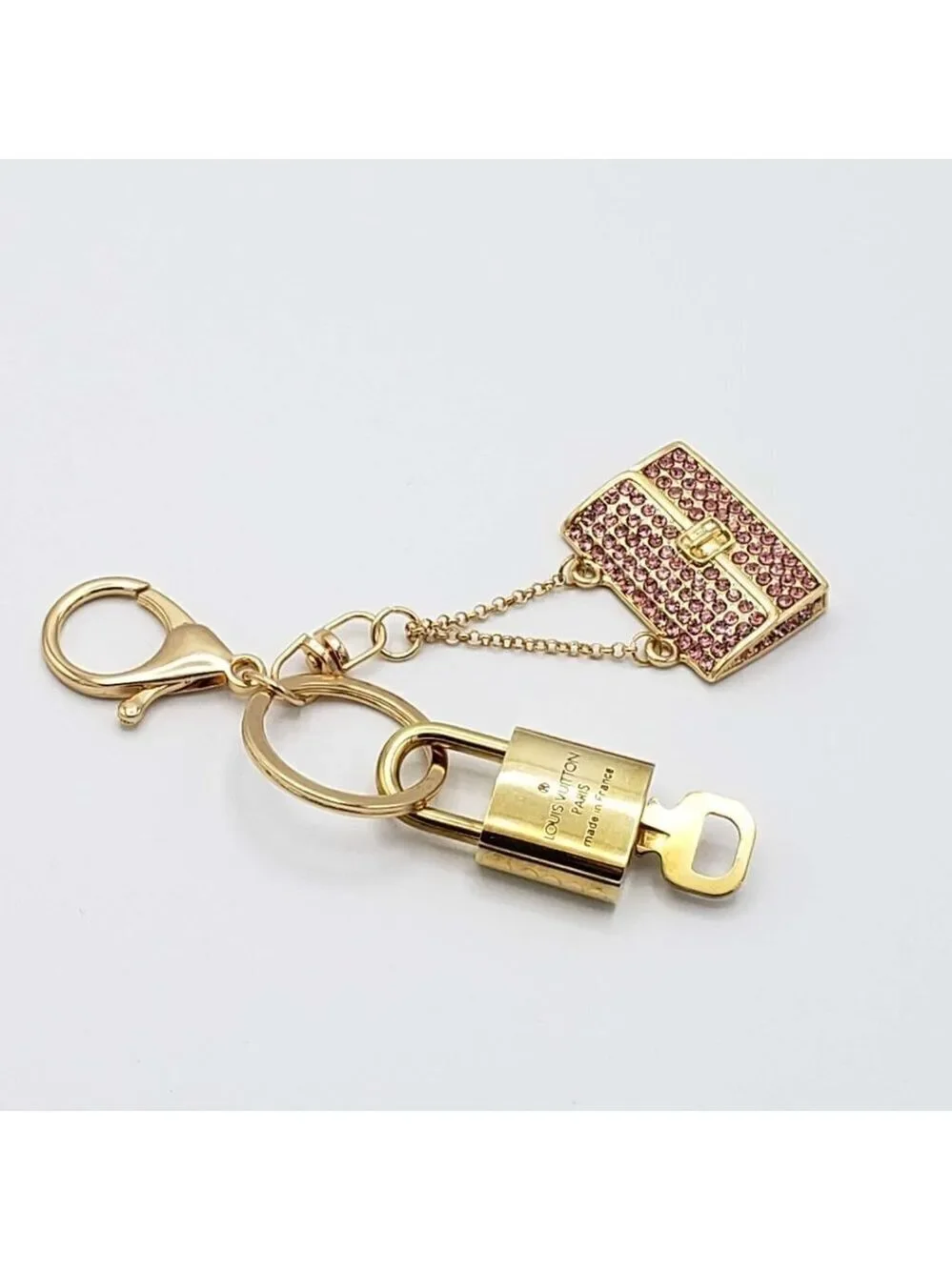 Authentic Louis Vuitton Padlock & Key Gold ✨Unbranded Bag Charm Keychain